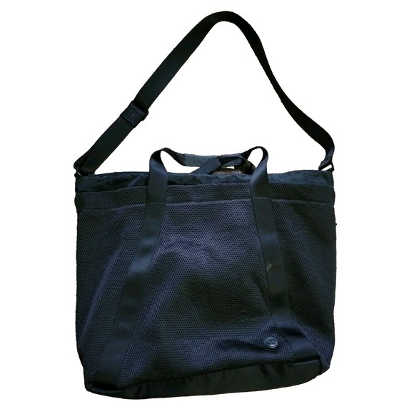 Lululemon Carry The Day Bag (Mesh) Black Tote Weekender XXL Crossbody 15x5x16 - Picture 5 of 16